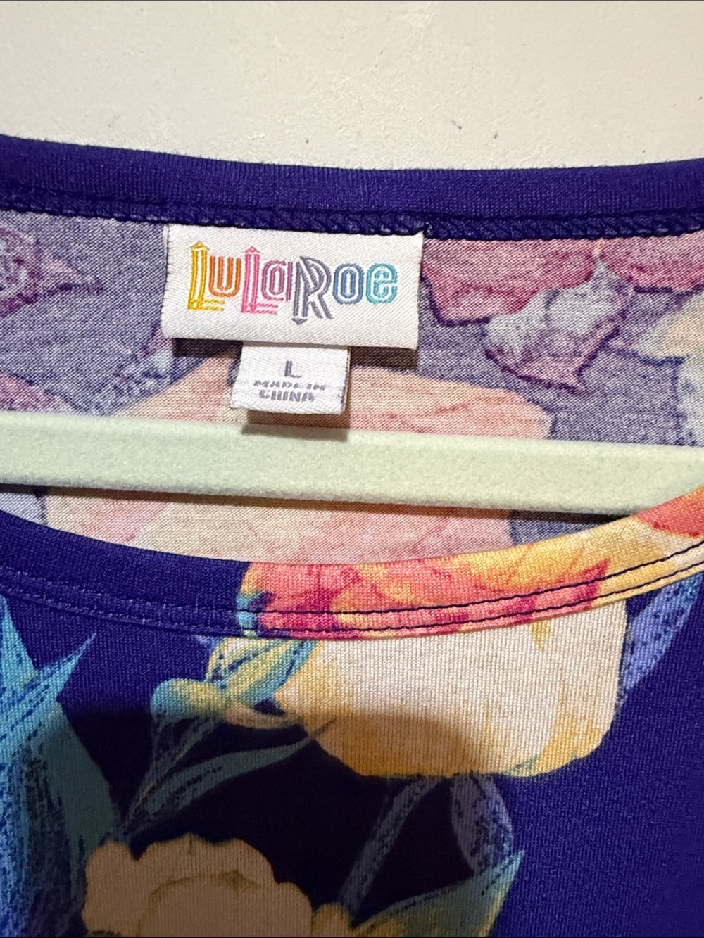 LuLaRoe Melissa deep purple Floral Tunic with Pink, Yellow and Cream Roses - Picture 2 of 7
